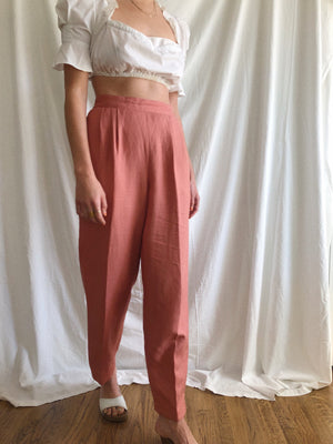 Dusty Rose Linen Trousers :: 27 waist