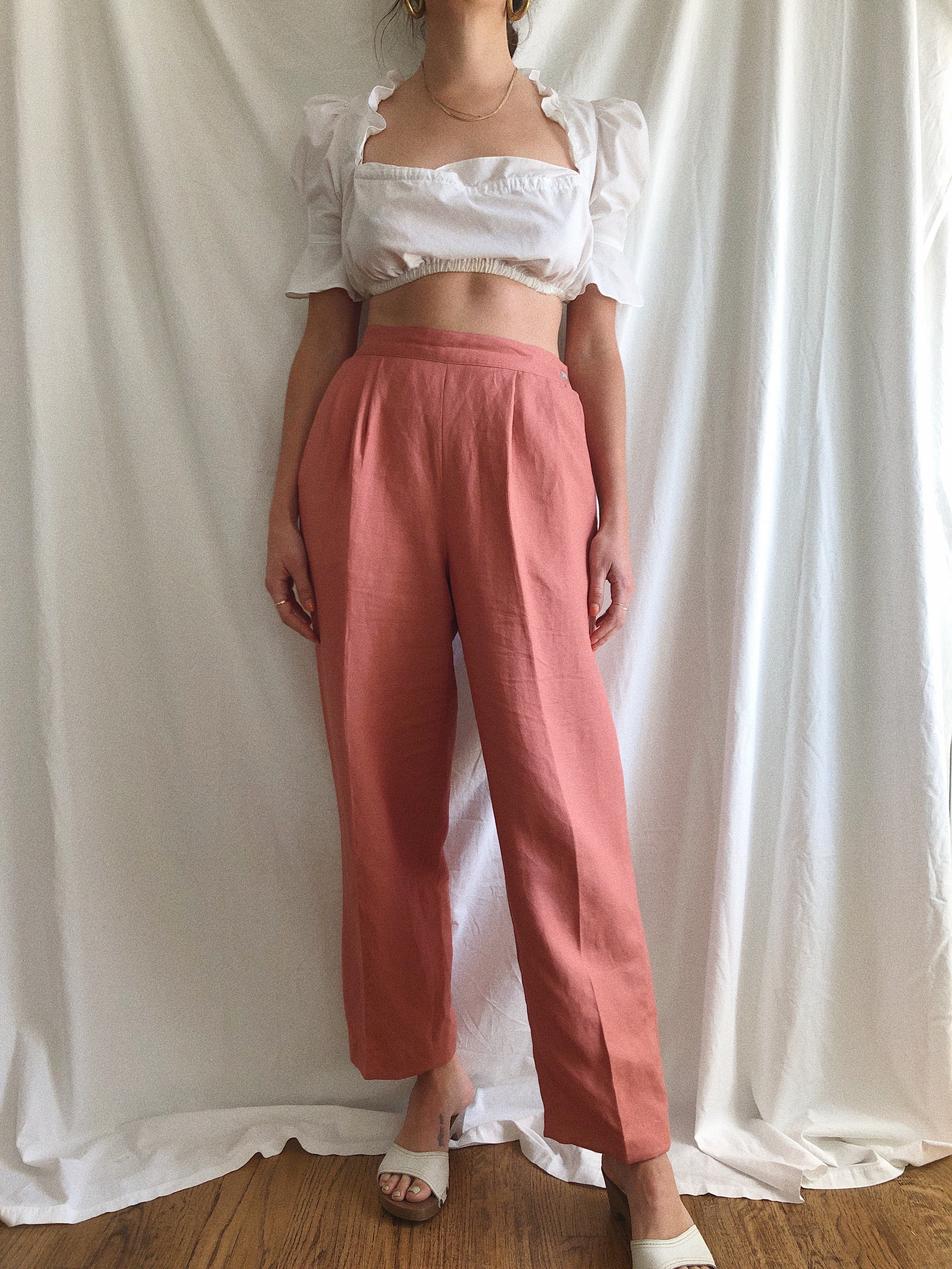 Dusty Rose Linen Trousers :: 27 waist