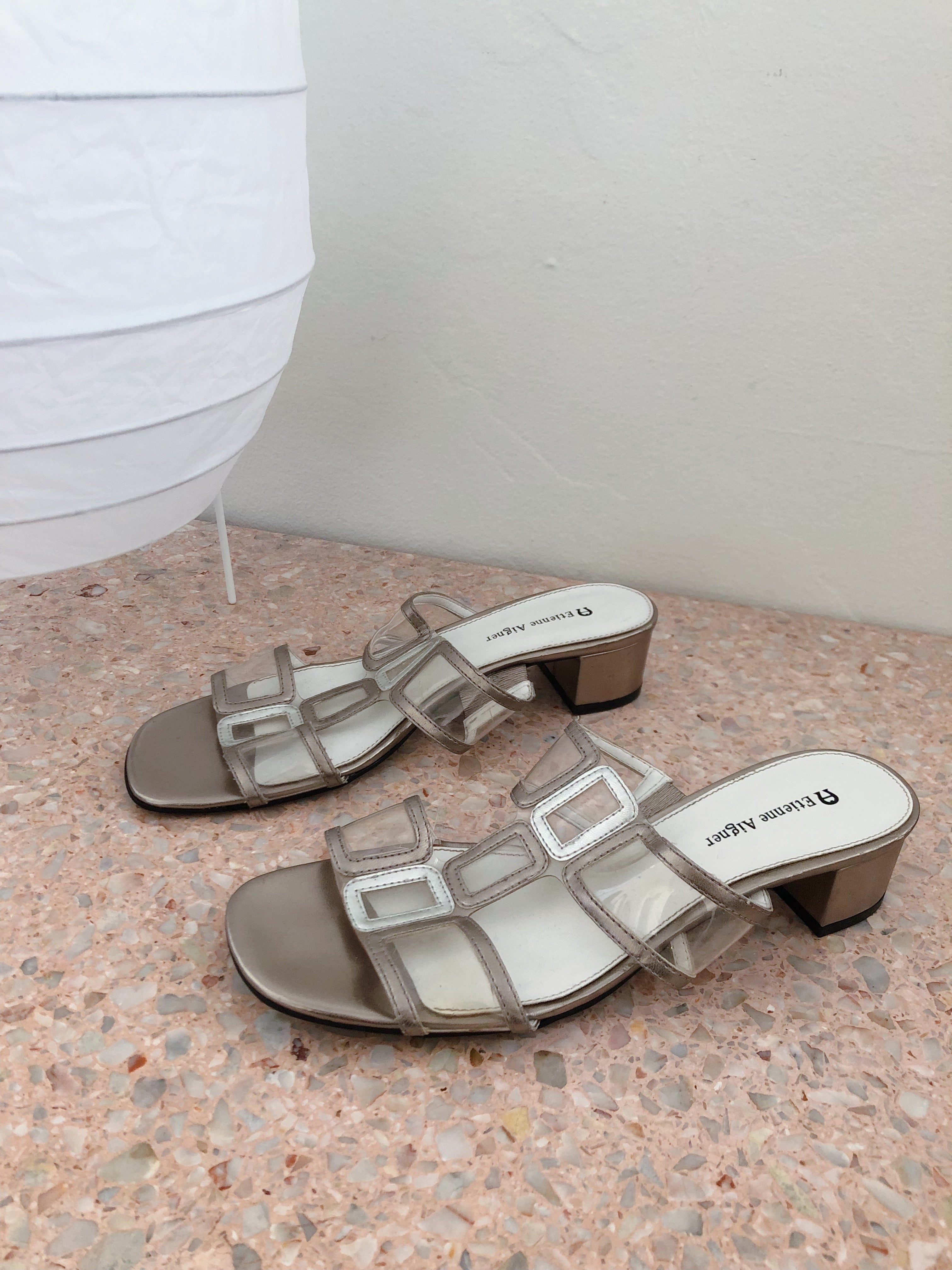 Metallic Block Heel Sandal :: Size 8.5