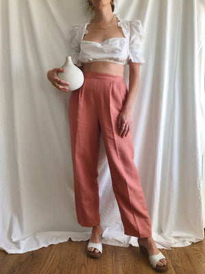 Dusty Rose Linen Trousers :: 27 waist