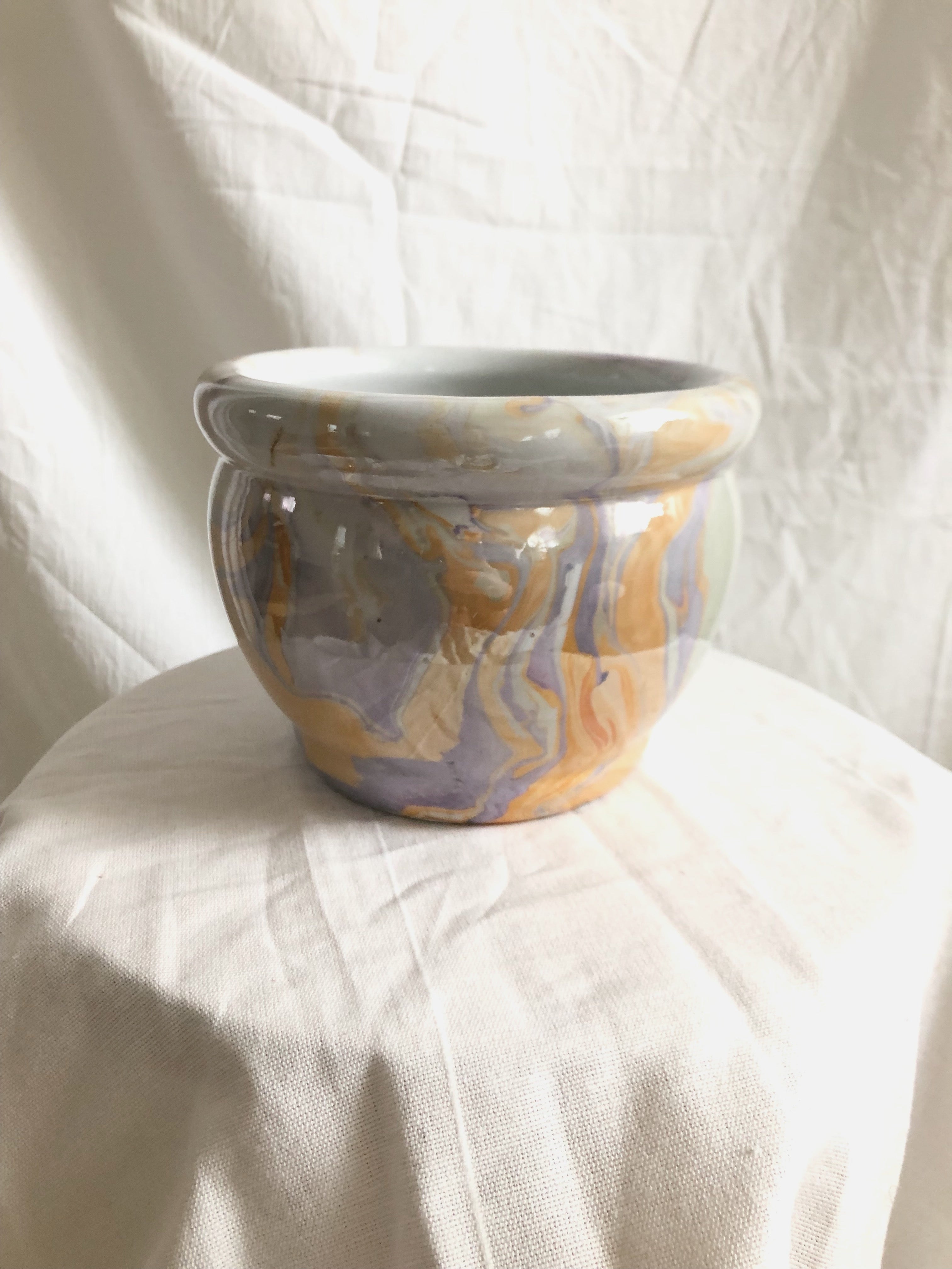 Iridescent Marbled Ceramic Pot