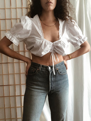 Cropped Puff Sleeve Blouse
