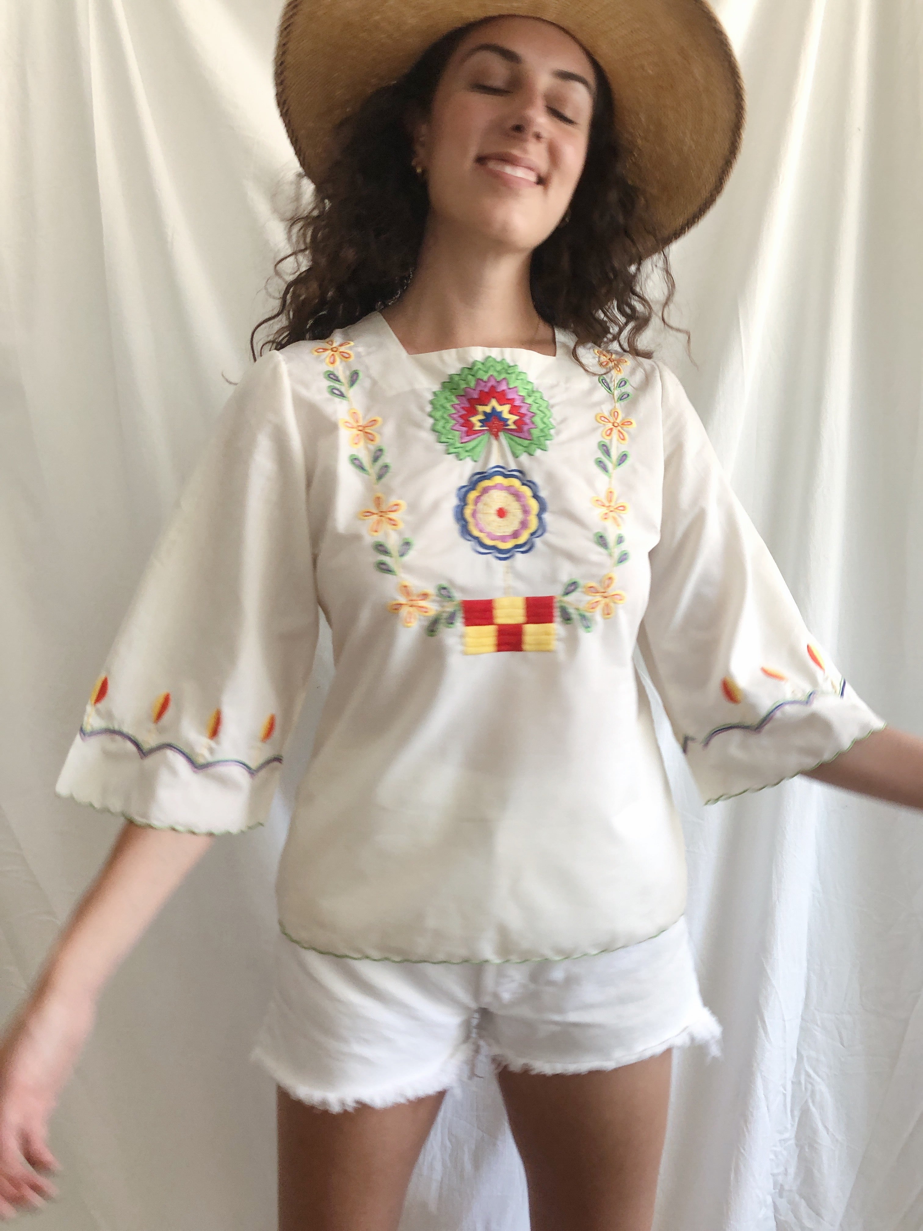 Hazel Embroidered Peasant Top