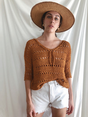Burnt Orange Crochet Top