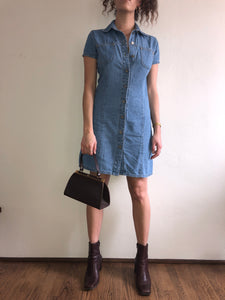 90's Button Front Denim Dress