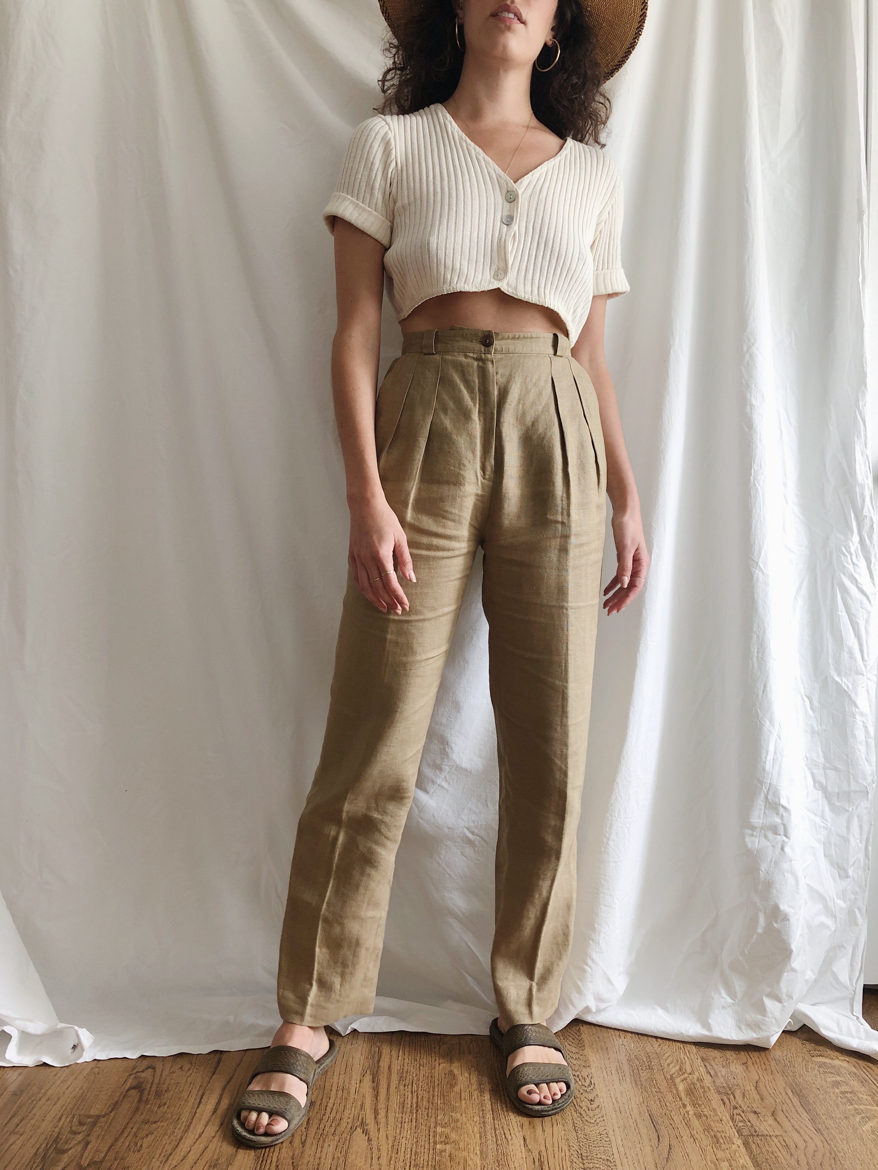 Olive Linen Trouser :: 27 waist