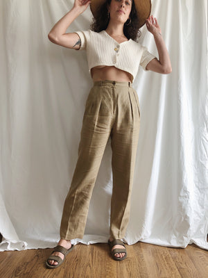 Olive Linen Trouser :: 27 waist