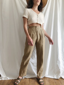 Olive Linen Trouser :: 27 waist
