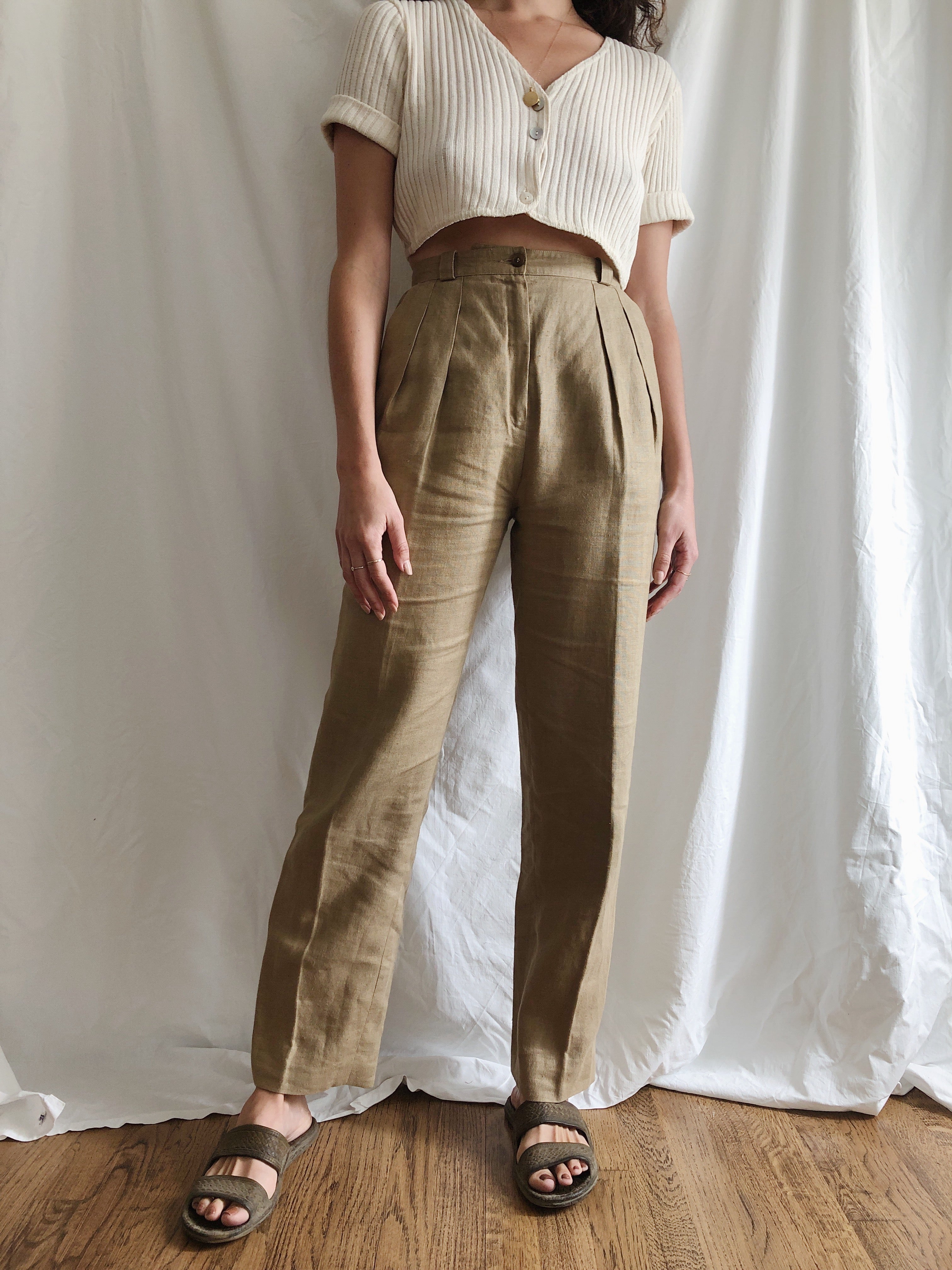Olive Linen Trouser :: 27 waist